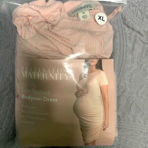 Destination Maternity Side Ruched Bodycon Dress Size XL NWT   Only $7